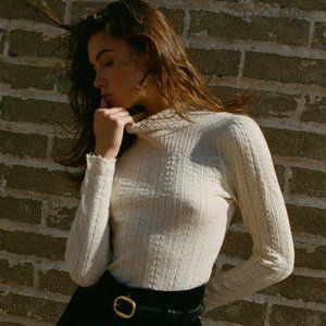 Doen Minou Pointelle Turtleneck Sweater